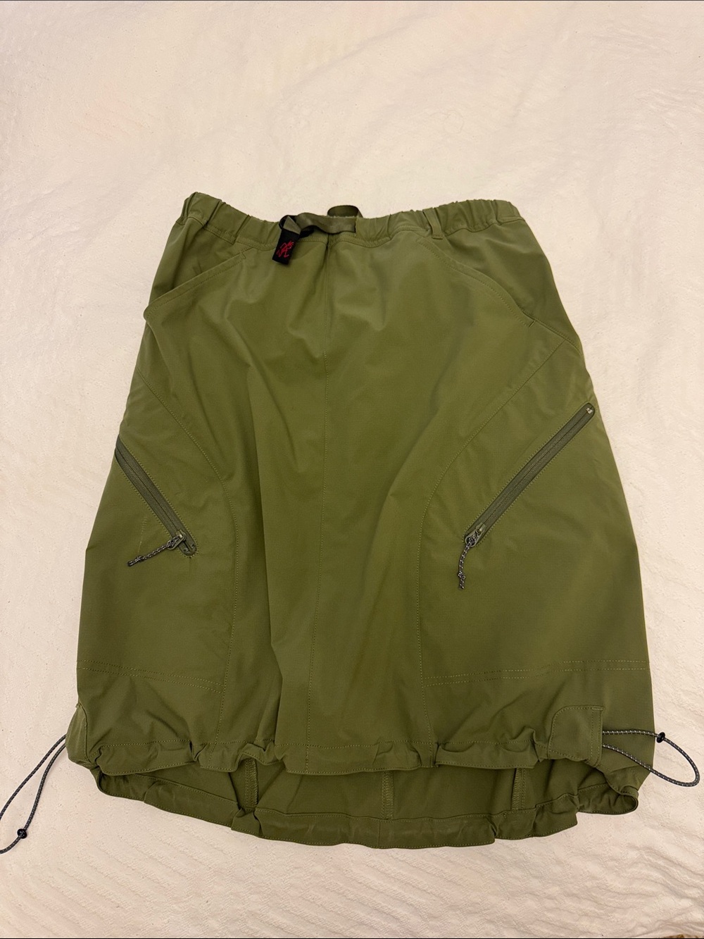 Olive Green Drawstring Utility Skirt